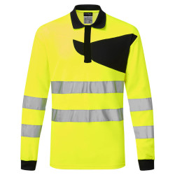 koszulka-polo-ostrzegawcza-pw-220-seledynowo-czarna