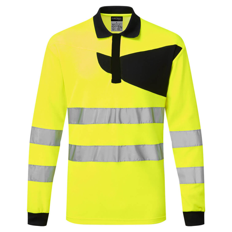 koszulka-polo-ostrzegawcza-pw-220-seledynowo-czarna