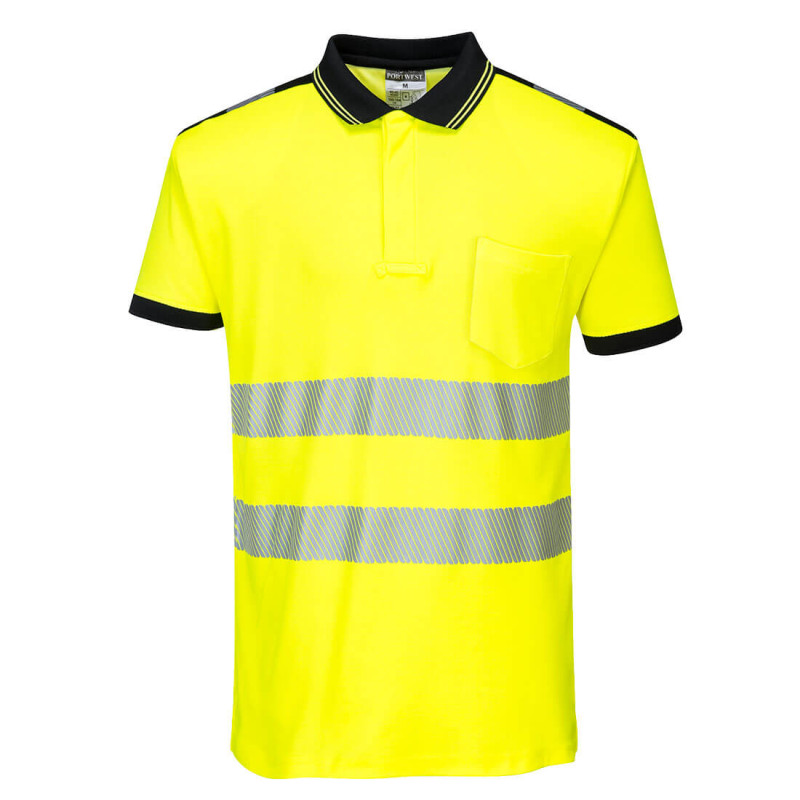 koszulka-polo-ostrzegawcza-t180-seledynowo-czarna
