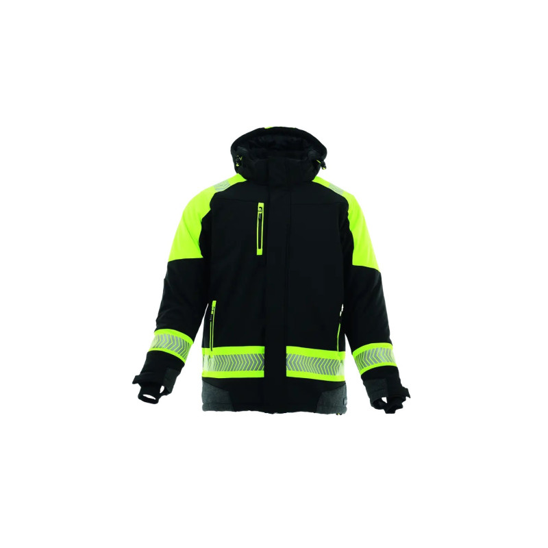 Kurtka długa ocieplana Sara COMFORT NEO WINTER 1-08-635-25-27, czarno-żółto odblaskowa